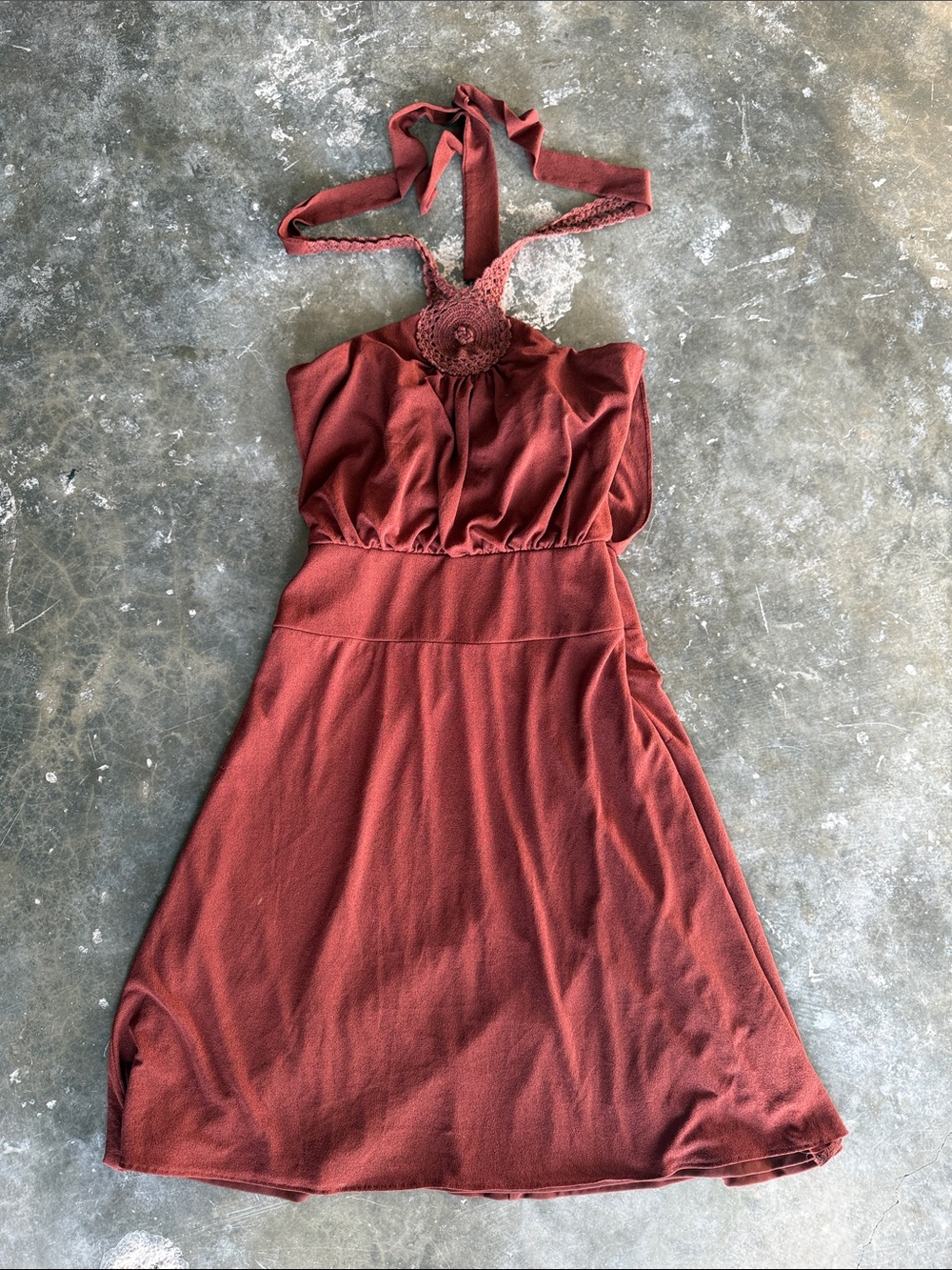 Laundry By Shelli Segal Brown/clay color One-Shoulder Halter Dress
